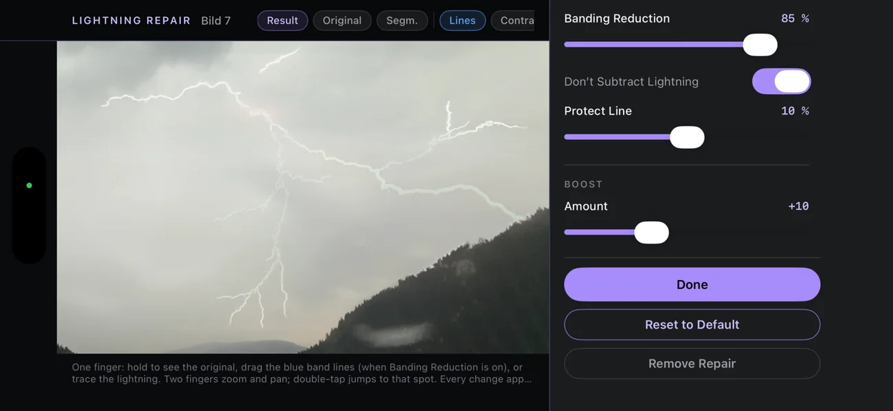 Lightning Repair: banding reduction, line protection and boost.